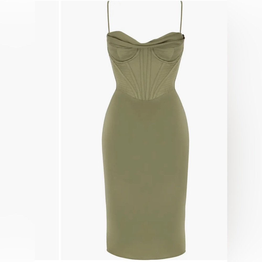 House of CB Olive Green Midi Dress - Picture 3 of 15